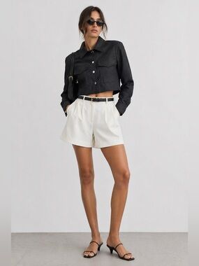Zara crop shoulder pad jacket